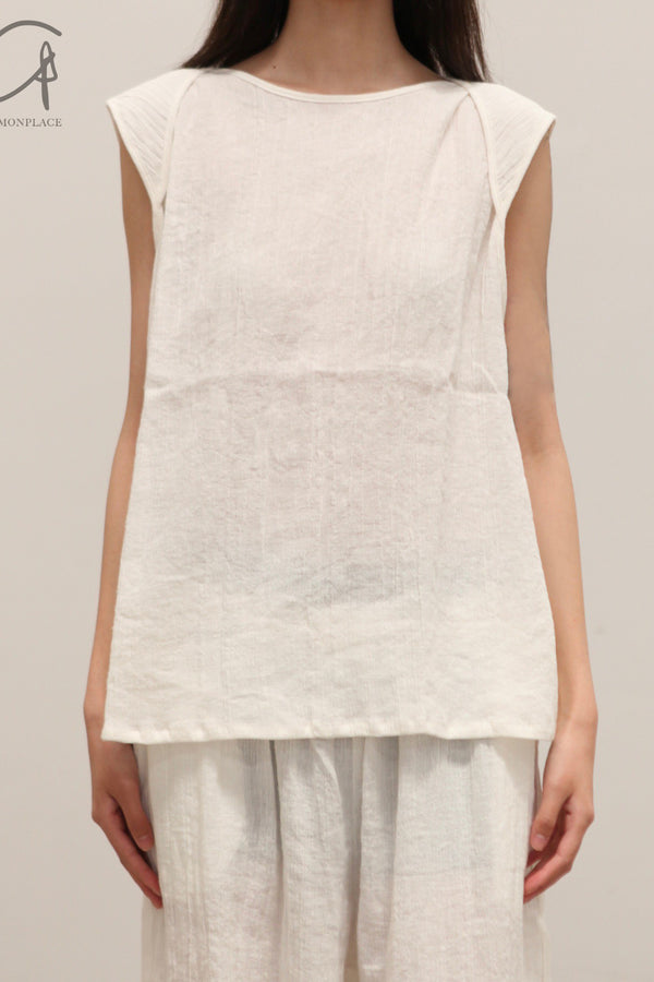 BASERANGE 25 Spring/Summer French Cotton and Linen Round Neck Vest Top BAS-TOLIU-LC-SU25-UNDYED
